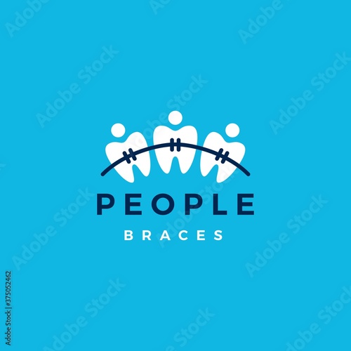 people dental braces logo vector icon illustration