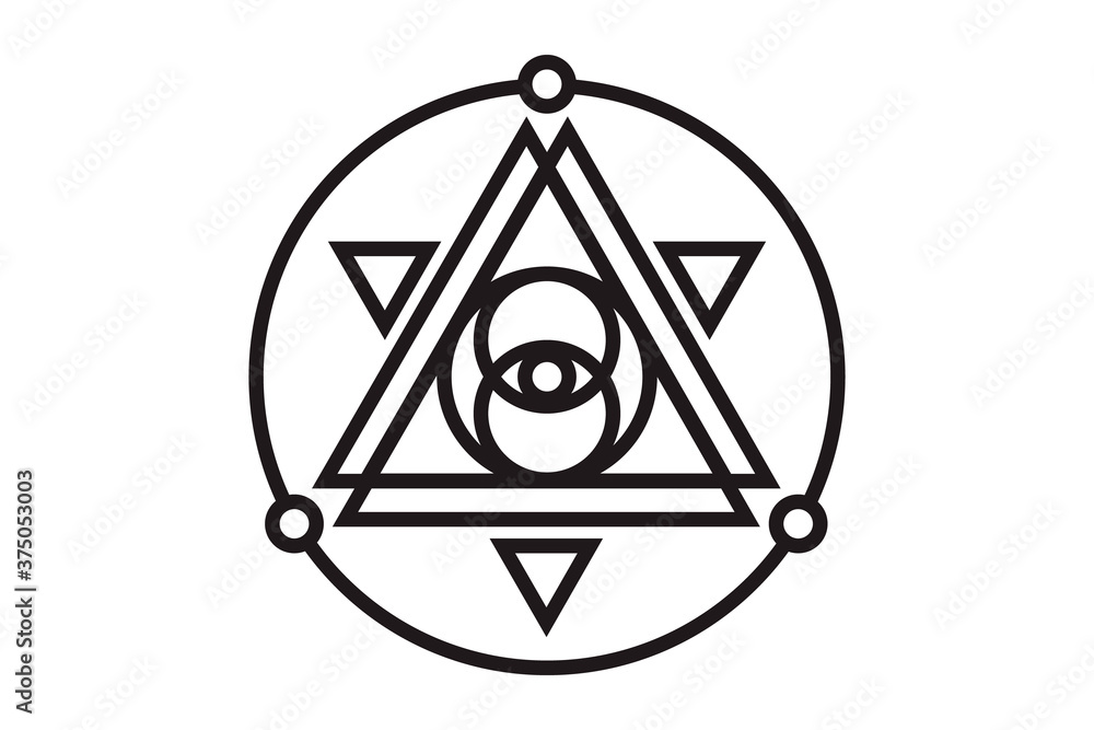 All-seeing eye of god in sacred geometry triangle, masonic sign and illuminati symbol All-seeing eye of god in sacred geometry triangle, masonic sign and illuminati symbol