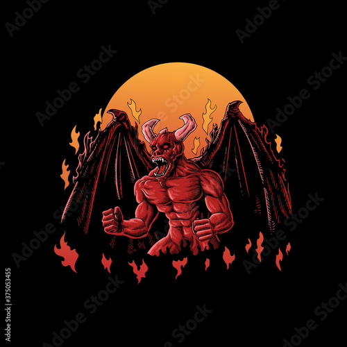 angry red devil vector illustration