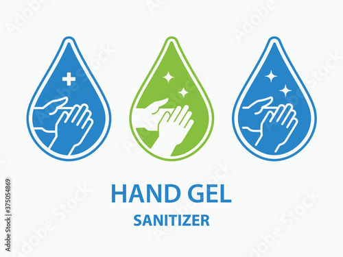 Hand gel sanitizer logo. Vector illustration.