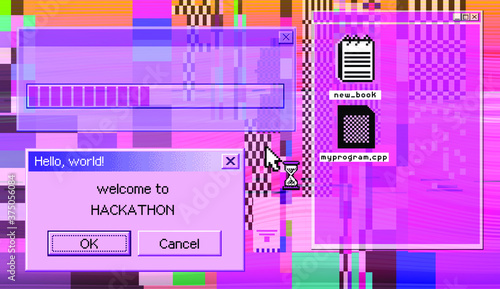 Bundle of glitch overlays. Computer screen error, digital pixel noise design.