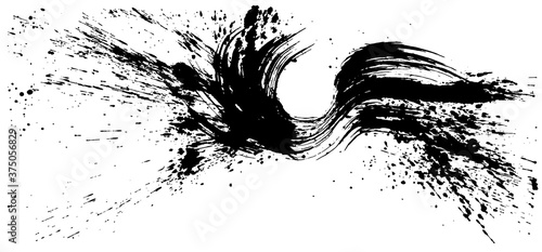 墨　しぶき　手描きの毛筆イラスト