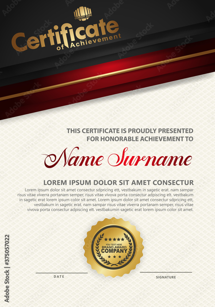 Fototapeta premium Luxury modern certificate template with flow lines effect ornament on texture pattern background, vector illustration