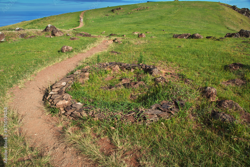 Rano Kau volcano in Rapa Nui, Easter Island, Chile