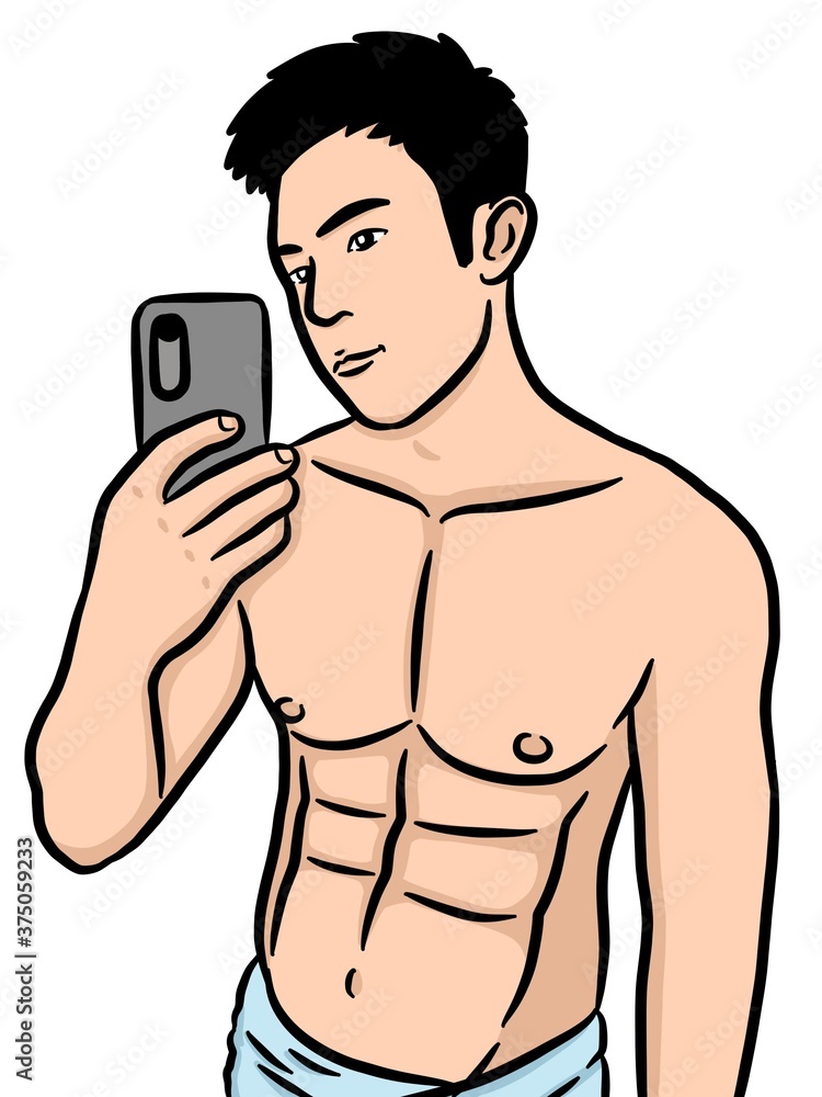 Fototapeta premium cartoon cute man on white background