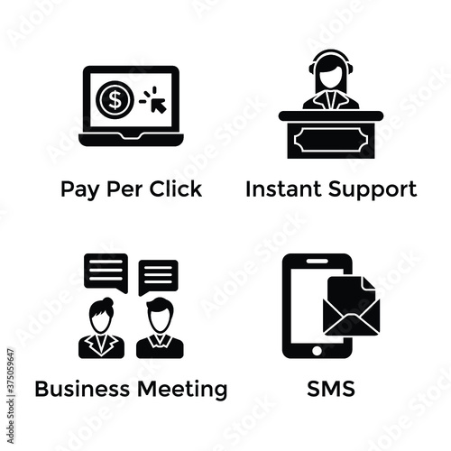 Business Equipments Glyph Icons Pack 