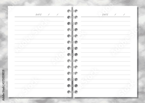 大理石柄の横罫線のノート　手帳　背景素材