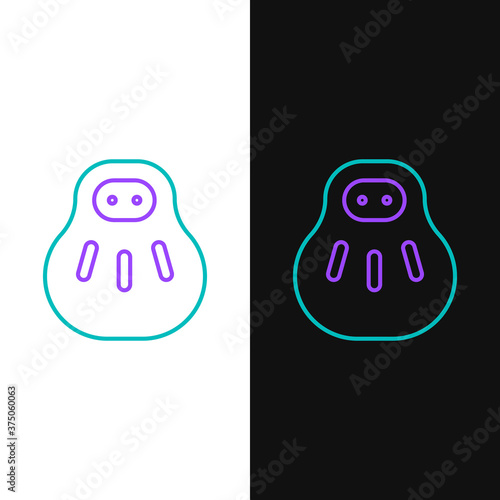 Line Maneki neko cat icon isolated on white and black background. Japan lucky charm. Colorful outline concept. Vector.