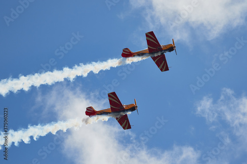 Pilot performances of Yak piston aircraft at the air show