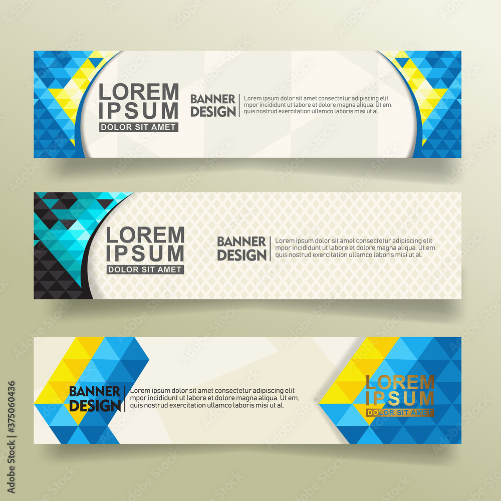 Fototapeta premium set abstract banner template design with triangle geometric polygonal style vector illustration