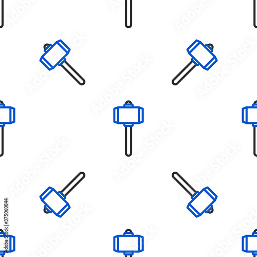 Line Battle hammer icon isolated seamless pattern on white background. Colorful outline concept. Vector.
