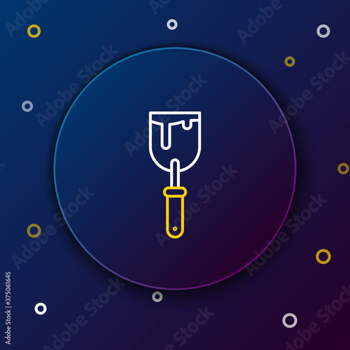 Line Putty knife icon isolated on blue background. Spatula repair tool. Spackling or paint instruments. Colorful outline concept. Vector.