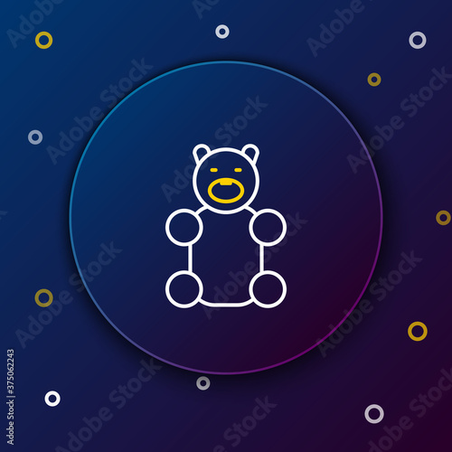 Line Jelly bear candy icon isolated on blue background. Colorful outline concept. Vector.