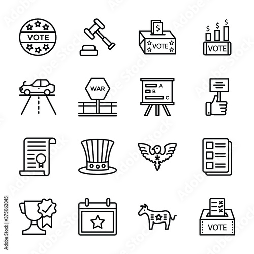 Set Of USA Politics Icons 