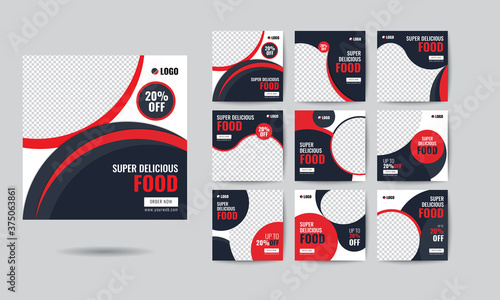 Food social media post banner design, restaurant social media post design, best food social media banner set