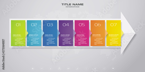7 steps of arrow infografics template. for your presentation.	