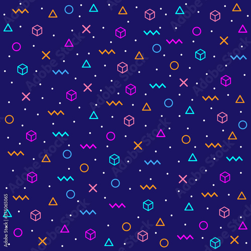 Memphis style geometric background playful design, abstract geometric background design template graphics, colorful geometric shape pattern