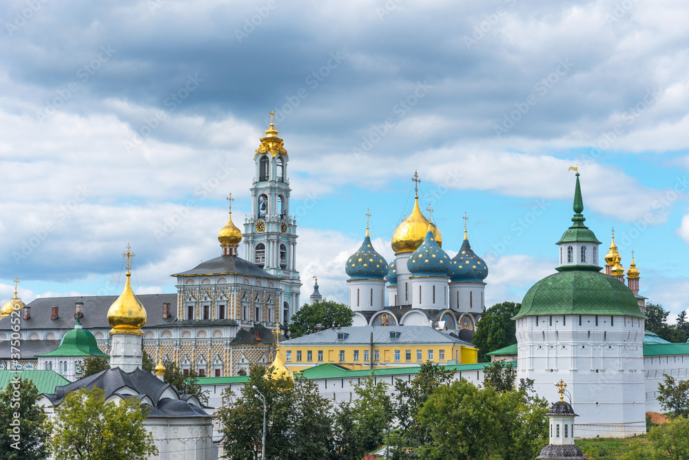 Picturesque view of Trinity Lavra of St. Sergius in Sergiyev Posad in Russia. 