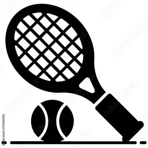 
Icon of racket with ball, flat style of tennis 
