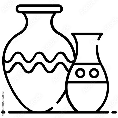 
A ceramic material or vessel made from clay, icon of pottery 
