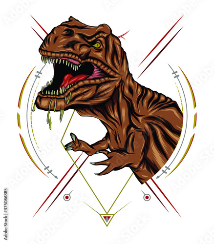 dinosaurs artwork with ornamental background