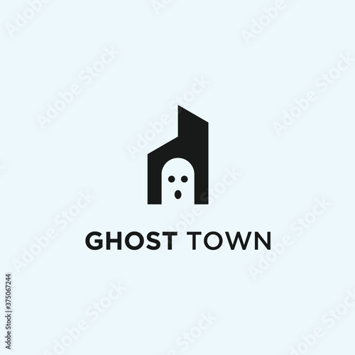abstract ghost logo. city icon