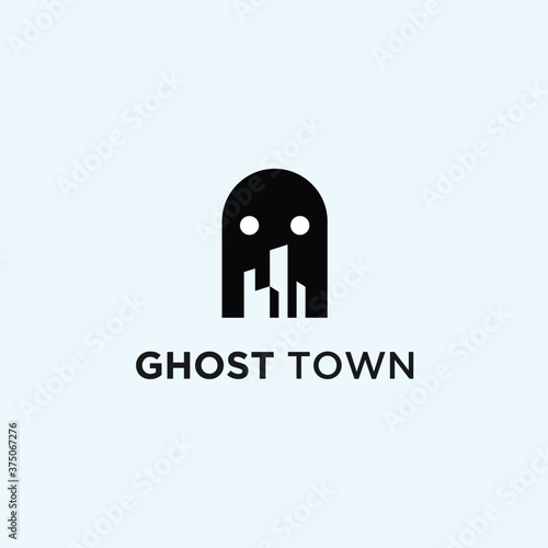 abstract ghost logo. city icon