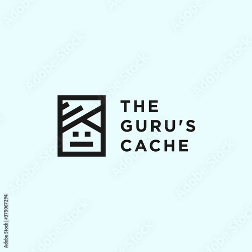 abstract guru logo. trash can icon