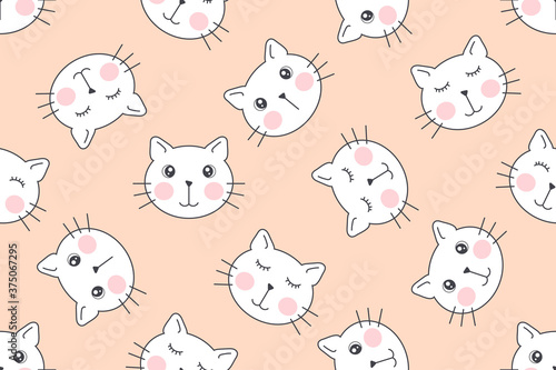 Cute cats vector seamless pattern for printing, phone cases, fabric or web design.