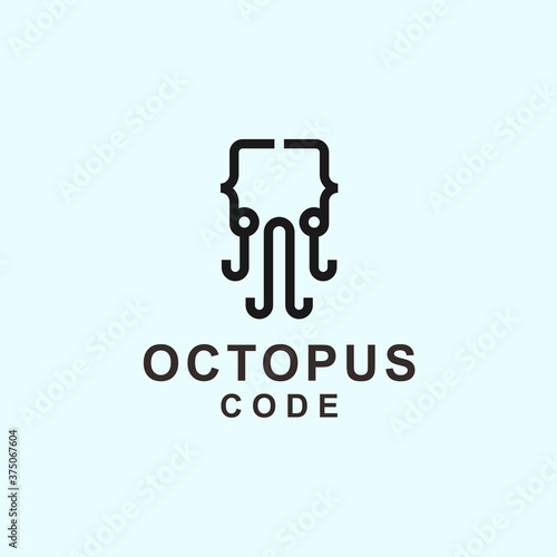 octopus code logo. technology icon