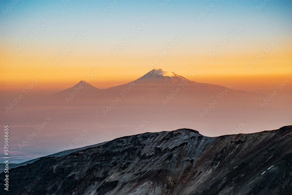 mount Ararat at orange sunset