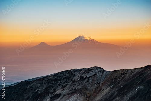 mount Ararat at orange sunset © vardan