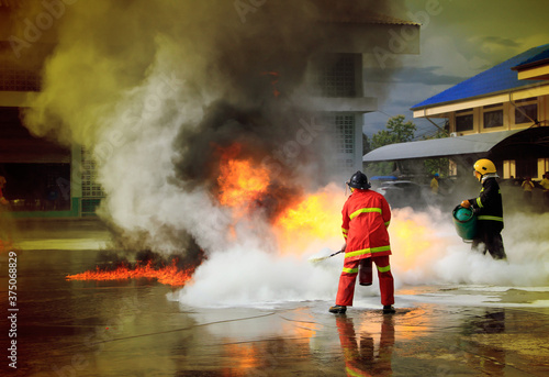 Firefighter Training in outdoor © thanamat