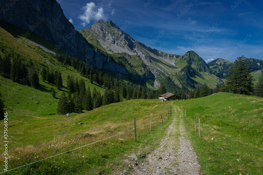 Montagnes Suisse avec un chalet d'Alpage.