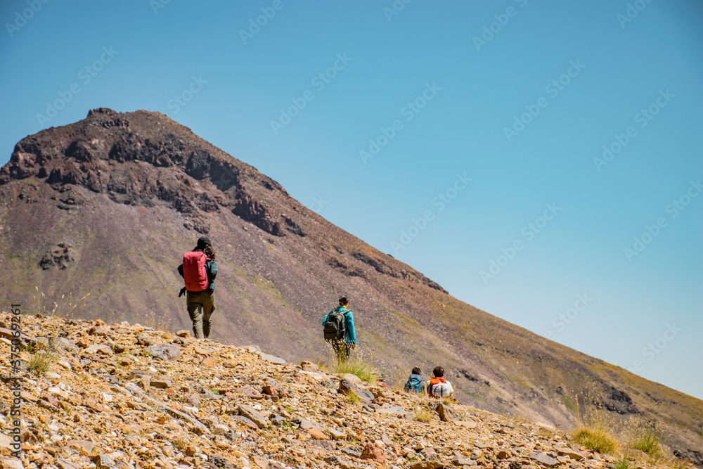 hiking in the mountain in summer
