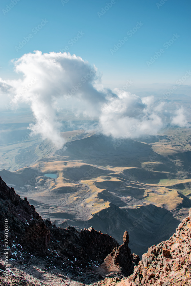 beautiful mountain landscape with clouds