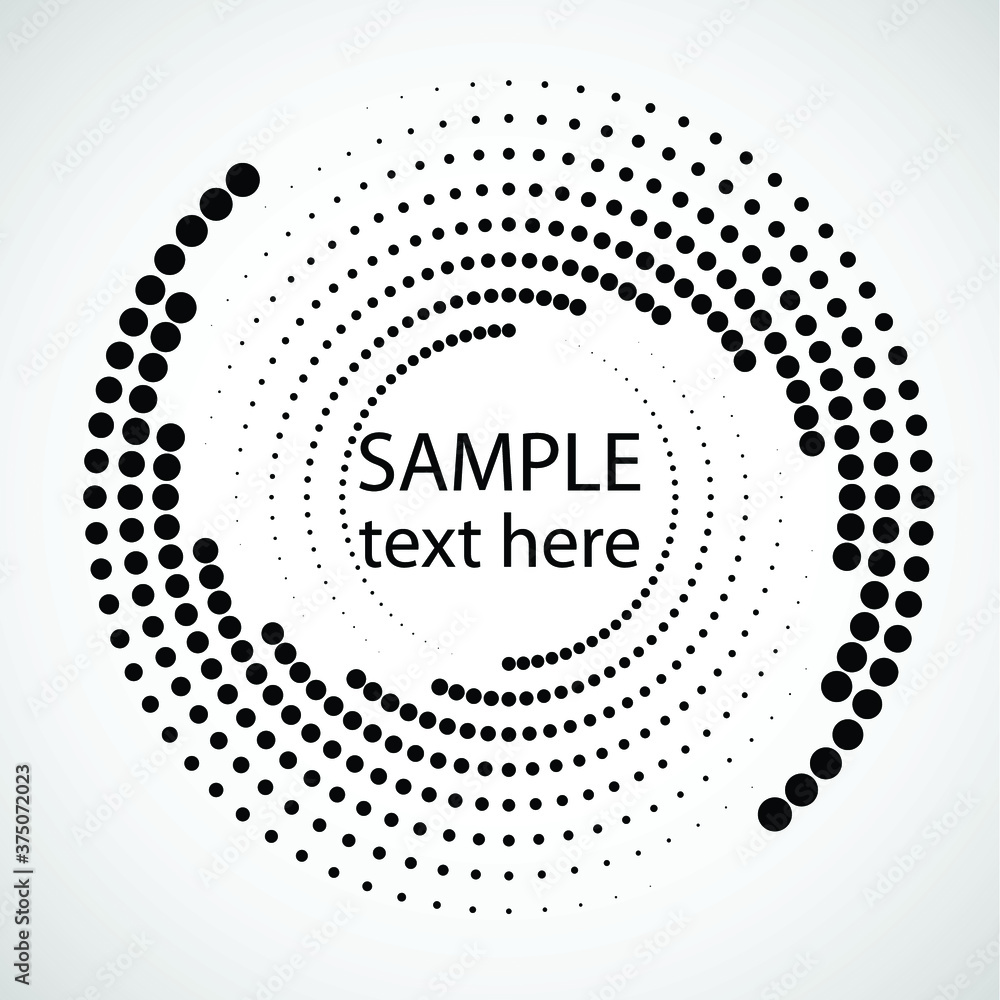 Halftone dots in circle form. round logo . vector dotted frame . design element