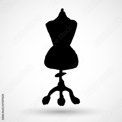 Black grunge silhouette of a dressmakers mannequin - vector
