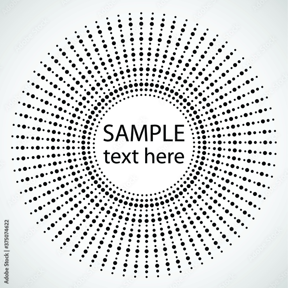 Halftone dots in circle form. round logo . vector dotted frame . design element