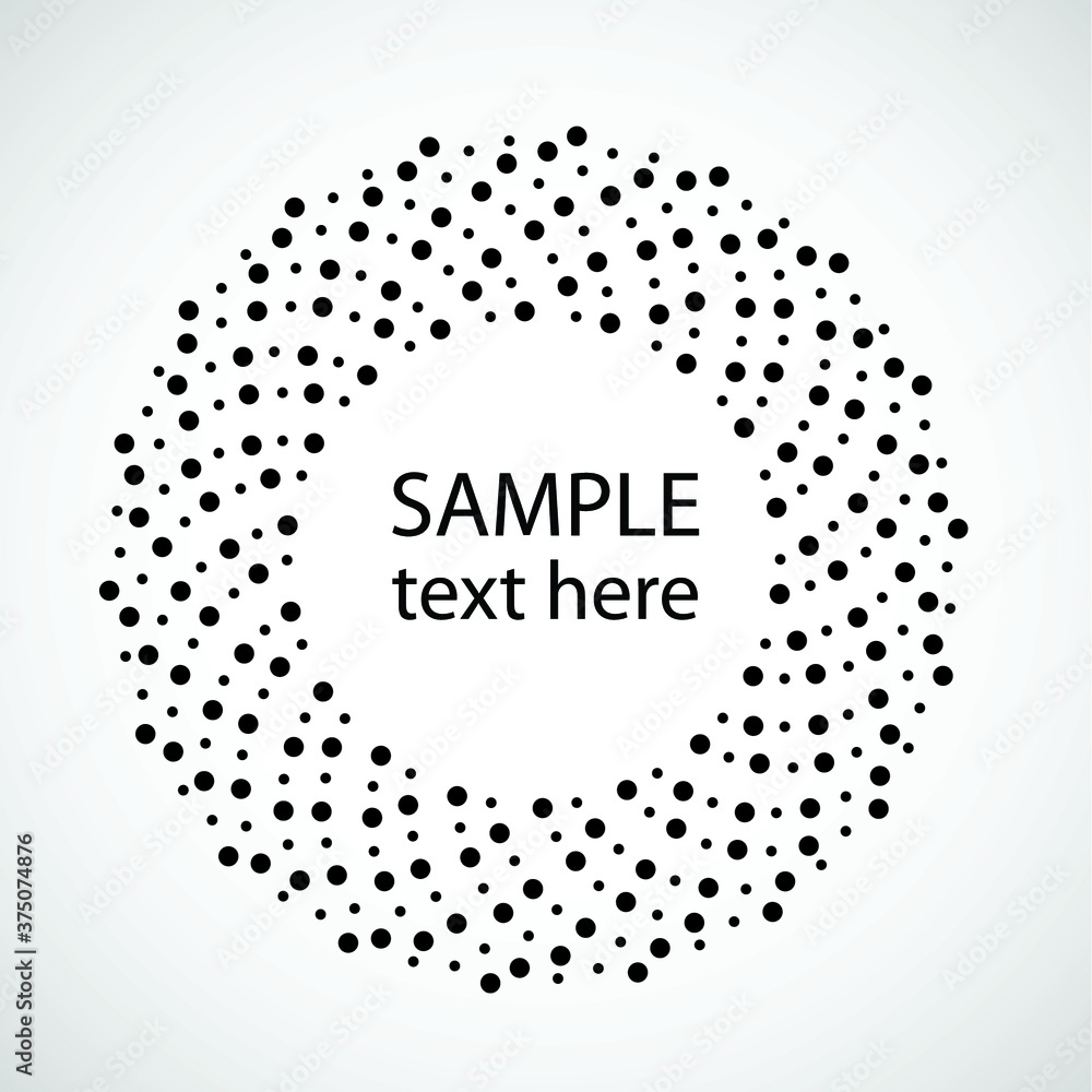 Halftone dots in circle form. round logo . vector dotted frame . design element