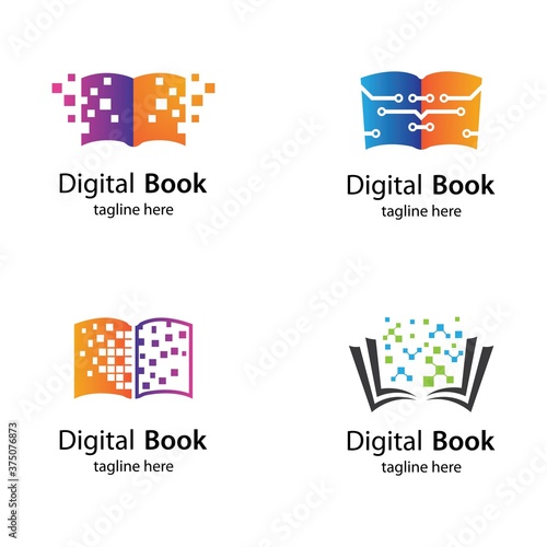 Digital book logo technology vector icon