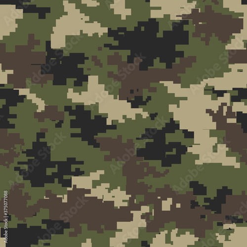  Camouflage modern.Pixel camo.Seamless pattern.Military texture. Print on fabric