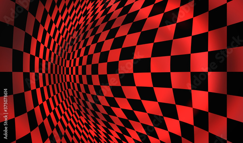 Red geometric background with checkered texture - Abstract illusion