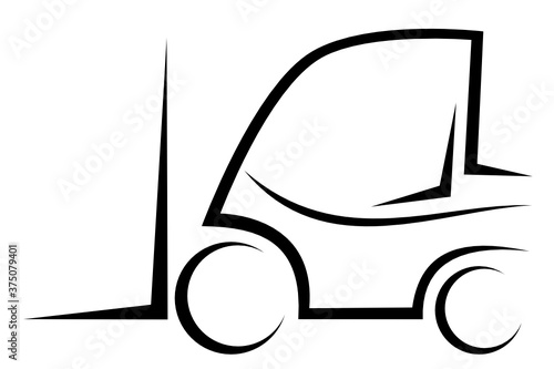 Dynamic vector illustration of a forklift used in industry as a logo for a company