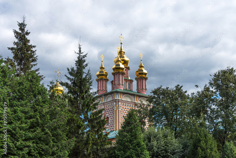 Picturesque view of Church of the Nativity of John the Baptist in Trinity Lavra of St. Sergius in Sergiyev Posad in Russia.