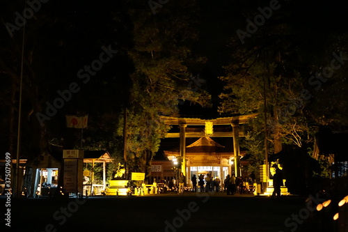 Night view of beautiful Japanese festival and bamboo light