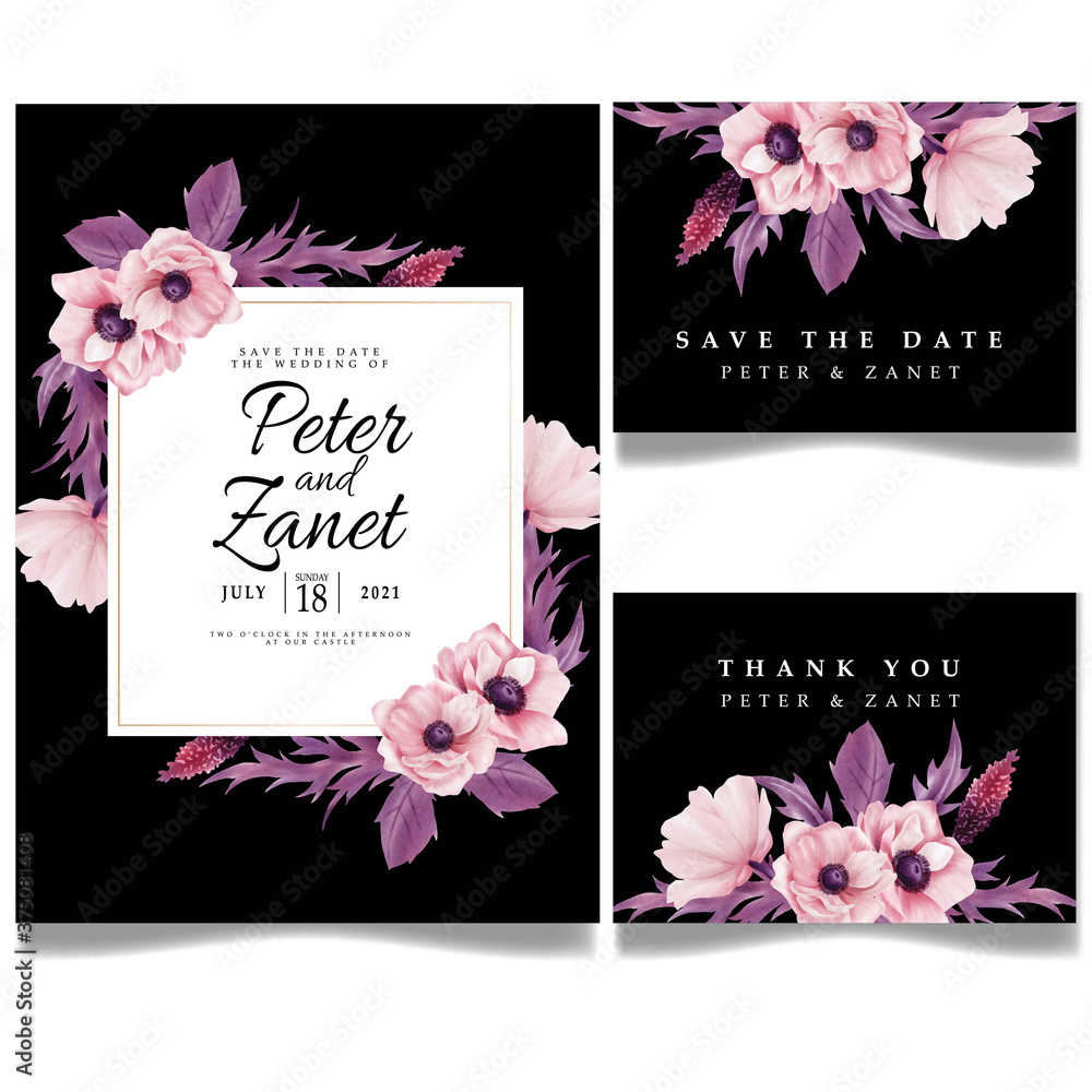 elegant floral wedding event invitation card editable template