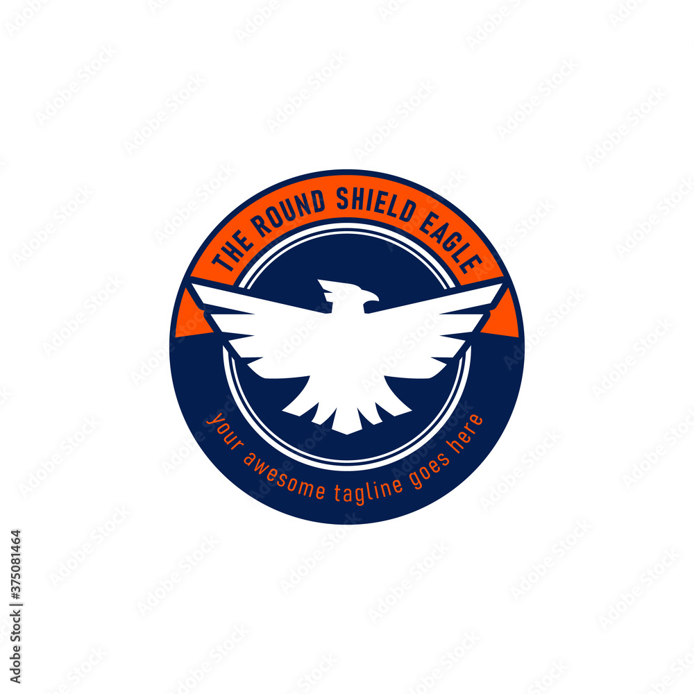 Eagle emblem logo in round shape shield icon symbol vector Eagle emblem logo in round shape shield icon symbol vector