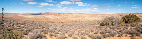 Navajo sandstone Desert Panorama landscape. Typical American beauty in nature.