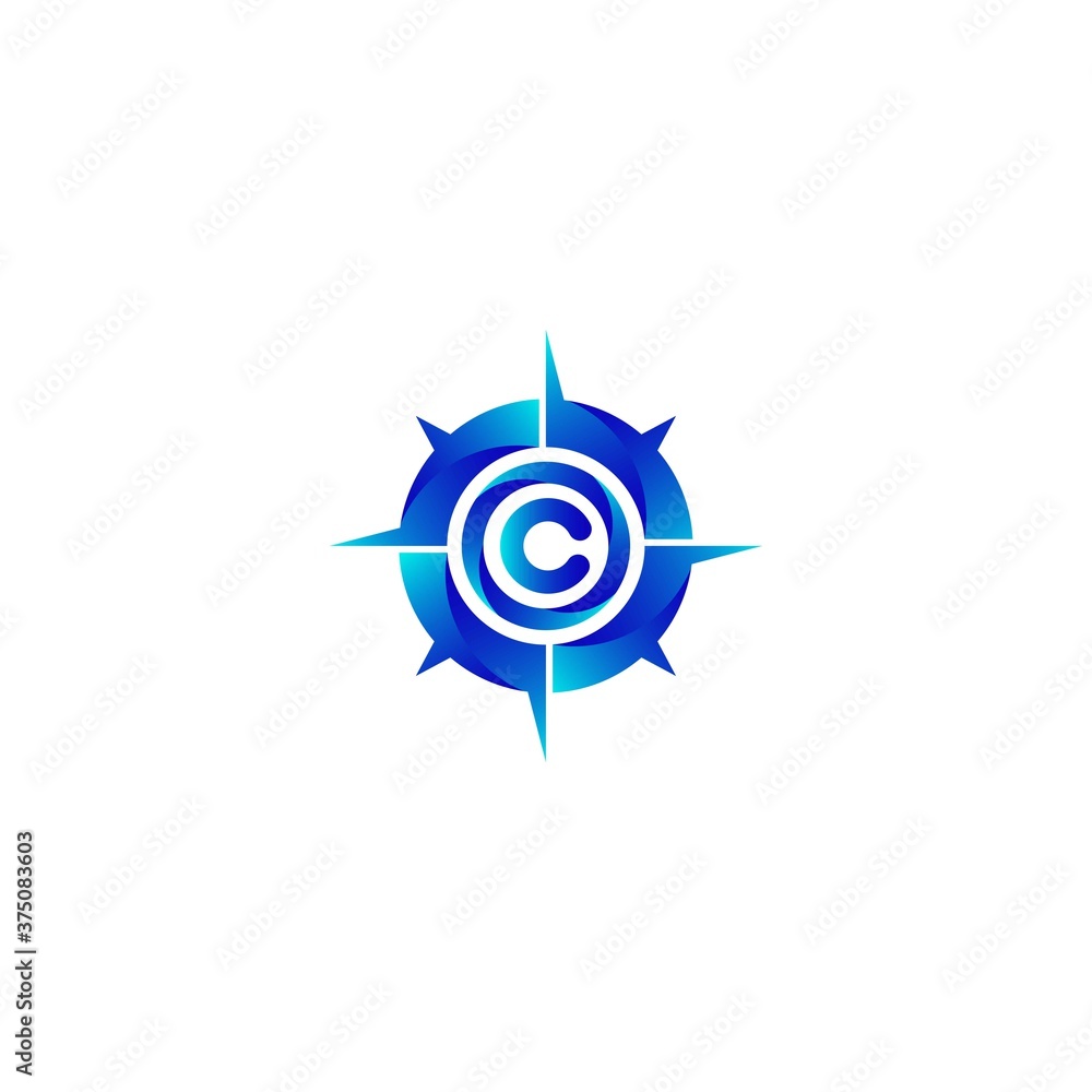 c letter Compass Concept Logo Design Template.
